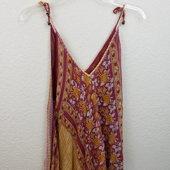 Paul Ropp Free Size Resort Style Tank Dress Boho Patchwork Chiffon Handkerchief - Picture 13 of 14